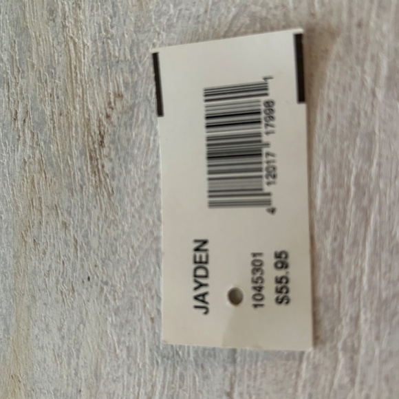 NWT BAKERS Jayden Beaded Linen Handbag Purse Wood Handles Brown Tan Metallic New - Picture 9 of 9